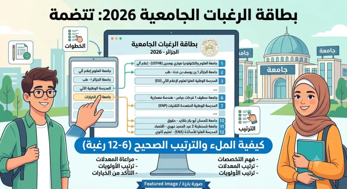 بطاقة الرغبات الجامعية 2026: كيفية الملء والترتيب الصحيح (6-12 رغبة)