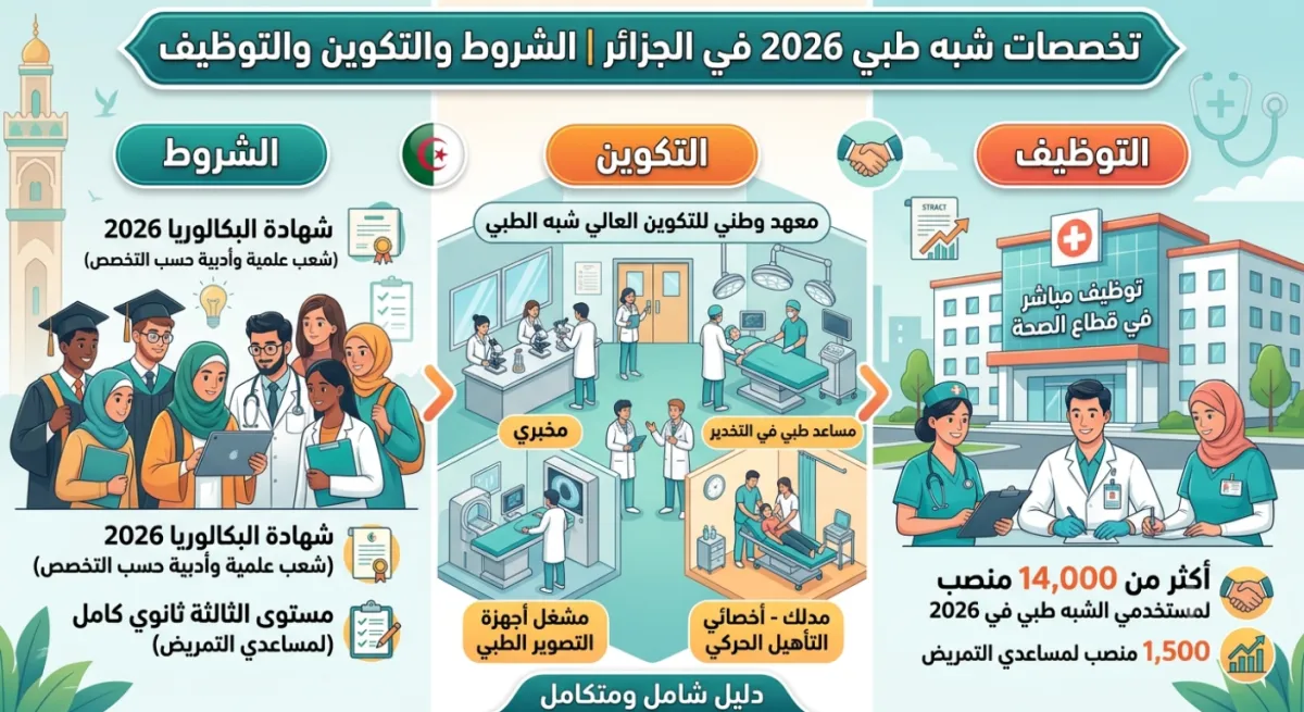 تخصصات شبه طبي 2026 في الجزائر | الشروط والتكوين والتوظيف